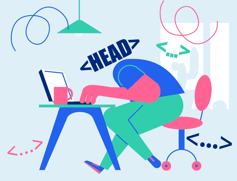 rysunek programista webmaster przy pracy coder